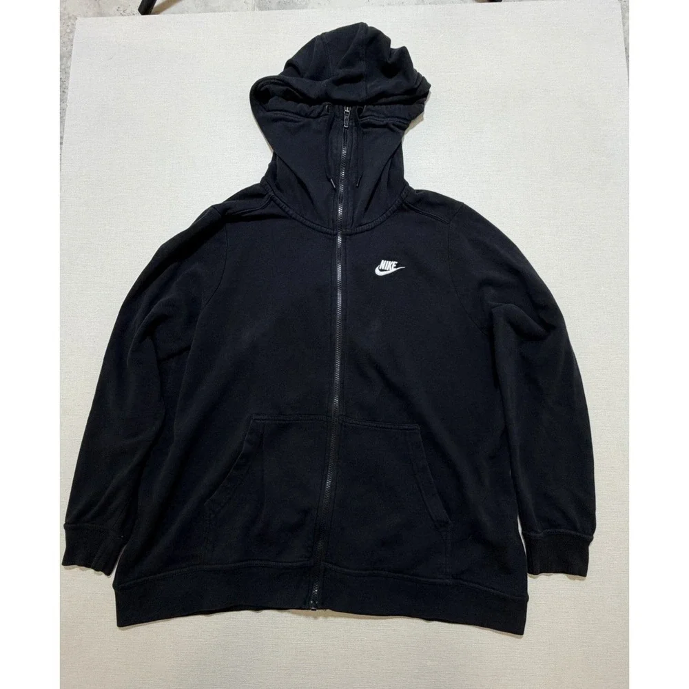 Nike Women's Hoodie 1X Black Long Sleeve Full Zip Funnel Neck FZ AQ9641-010